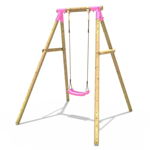 Rebo Wooden Single Garden Swing Set - Solar Pink - Image 5