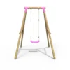 Rebo Wooden Single Garden Swing Set - Solar Pink - Image 4