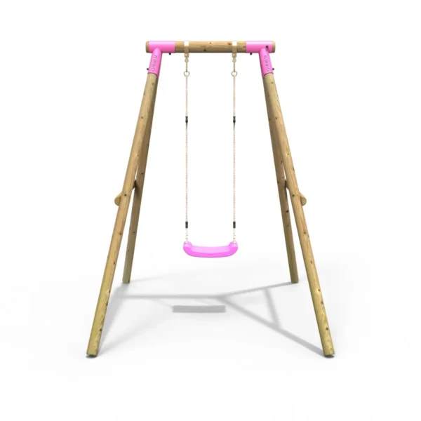 Rebo Wooden Single Garden Swing Set - Solar Pink - Image 4