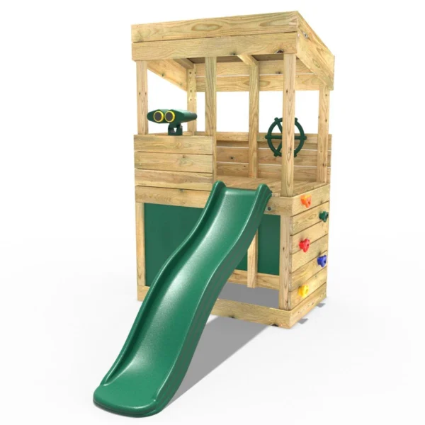 Rebo Wooden Lookout Tower Playhouse with 6ft Slide - Lookout with Den & Adventure