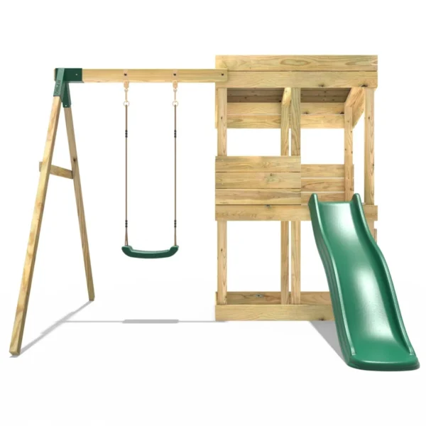 Rebo Wooden Lookout Tower Playhouse with 6ft Slide & Swing - Arches - Image 4