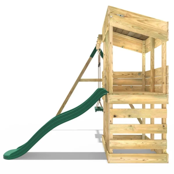 Rebo Wooden Lookout Tower Playhouse with 6ft Slide & Swing - Arches - Image 3