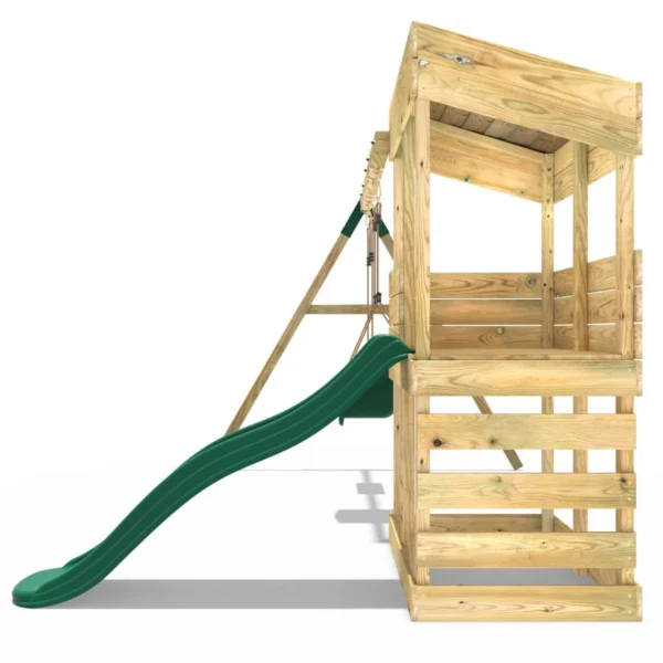 Rebo Wooden Lookout Tower Playhouse with 6ft Slide & Swing - Everglades - Image 3