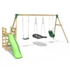 Rebo Wooden Swing Set plus Deck & Slide - Halley Green - Image 4