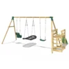 Rebo Wooden Swing Set plus Deck & Slide - Halley Green - Image 3
