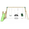 Rebo Wooden Swing Set plus Deck & Slide - Halley Green - Image 7