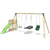 Rebo Wooden Swing Set plus Deck & Slide - Halley Green - Image 8