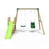Rebo Wooden Swing Set plus Deck & Slide - Luna Green - Image 4