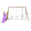 Rebo Wooden Swing Set plus Deck & Slide - Neptune Pink - Image 4