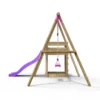 Rebo Wooden Swing Set plus Deck & Slide - Solar Pink - Image 3