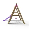 Rebo Wooden Swing Set with Deck, Slide & Climbing Wall - Amber Pink - Image 4