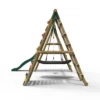 Rebo Wooden Swing Set with Deck and Slide plus Up and Over Climbing Wall - Quartz Green - Image 3