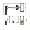Rebo Wooden Swing Set with Monkey Bars plus Deck & 6ft Slide - Halley Pink - Image 2