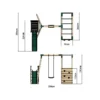 Rebo Wooden Swing Set with Monkey Bars plus Deck & 6ft Slide - Solar Green - Image 2