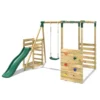 Rebo Wooden Swing Set with Monkey Bars plus Deck & 6ft Slide - Solar Green - Image 5