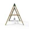 Rebo Wooden Swing Set with Up and Over Climbing Wall - Savannah Green - Image 3