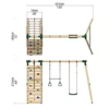 Rebo Wooden Swing Set with Up and Over Climbing Wall - Savannah Green - Image 2