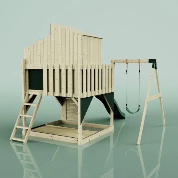 PolarPlay Kids Climbing Tower & Playhouse - Swing Balder Green - Image 2