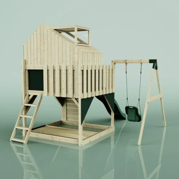 PolarPlay Kids Climbing Tower & Playhouse - Swing Eerika Green - Image 2