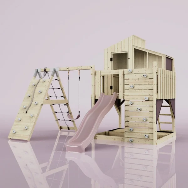 PolarPlay Kids Climbing Tower & Playhouse – Climb & Swing Runa Rose