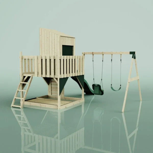 PolarPlay Kids Climbing Tower & Playhouse - Swing Olavo Green - Image 2