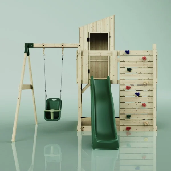 PolarPlay Kids Climbing Tower & Playhouse - Swing Helka Green - Image 4